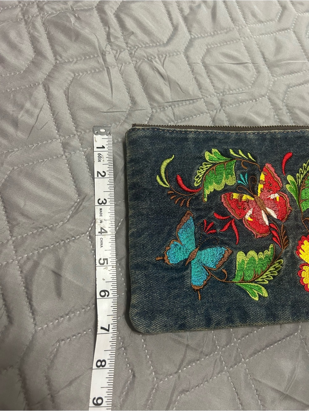 Patricia Nash Denim Wristlet with Colorful Butterfly Embroidery - Picture 8 of 10